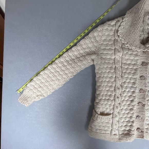 Handknit Women's M unique cardigan Cottagecore Fisherman cables fairy Feminine - Picture 2 of 6